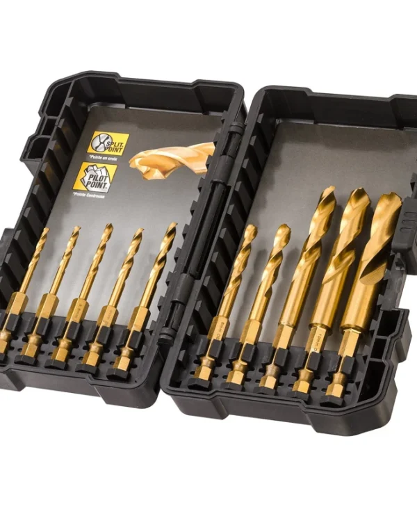 Dewalt Σετ 10 HSS-TiN Τρυπάνια Τιτανίου με Εξάγωνο Στέλεχος για Μέταλλο DT50050-QZ