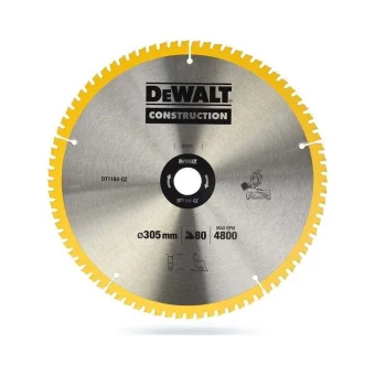 DEWALT Blade Δίσκος Κοπής Ξύλου με 80 Δόντια 305mm BD-DT1184