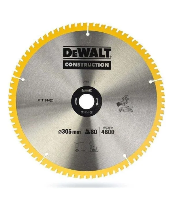 DEWALT Blade Δίσκος Κοπής Ξύλου με 80 Δόντια 305mm BD-DT1184