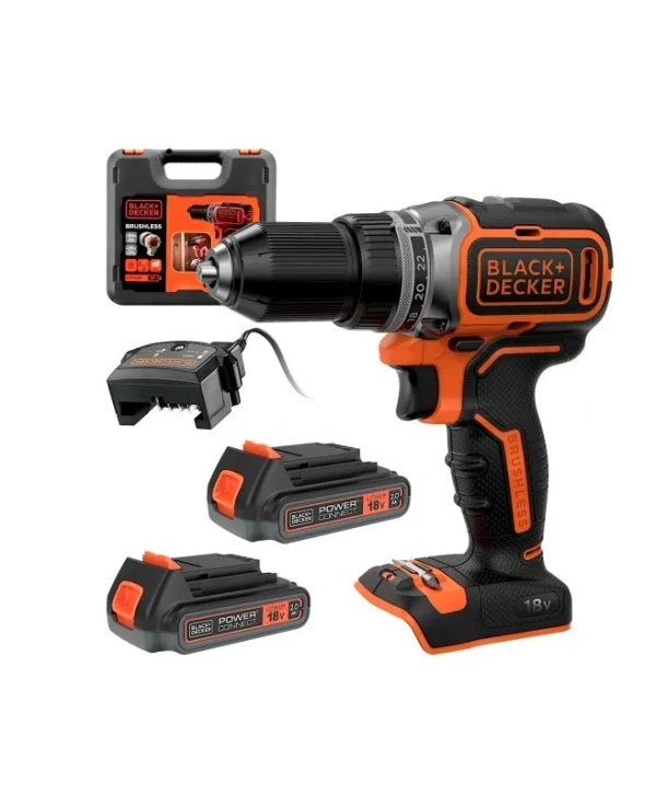 Black & Decker BL186KB Δραπανοκατσάβιδο Μπαταρίας Brushless 18V 2x2Ah BL186K1B2-QW