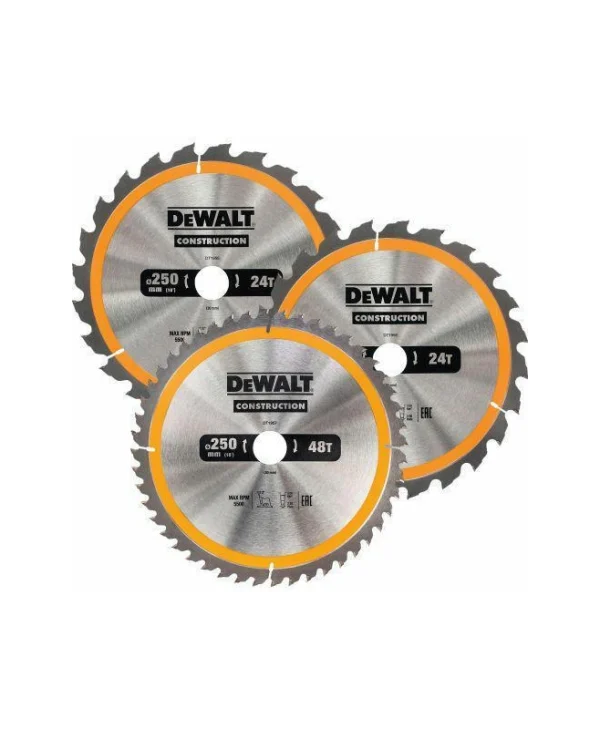 Dewalt Δίσκος Κοπής Ξύλου 250mm 3τμχ BD-DT1963