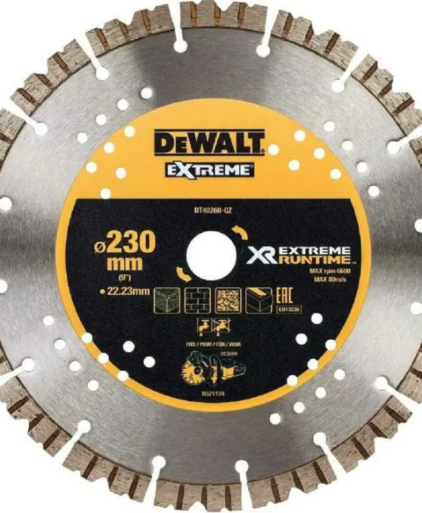 Dewalt Δίσκος Κοπής Δομικών Υλικών με 16 Δόντια 230mm BD-DT40260