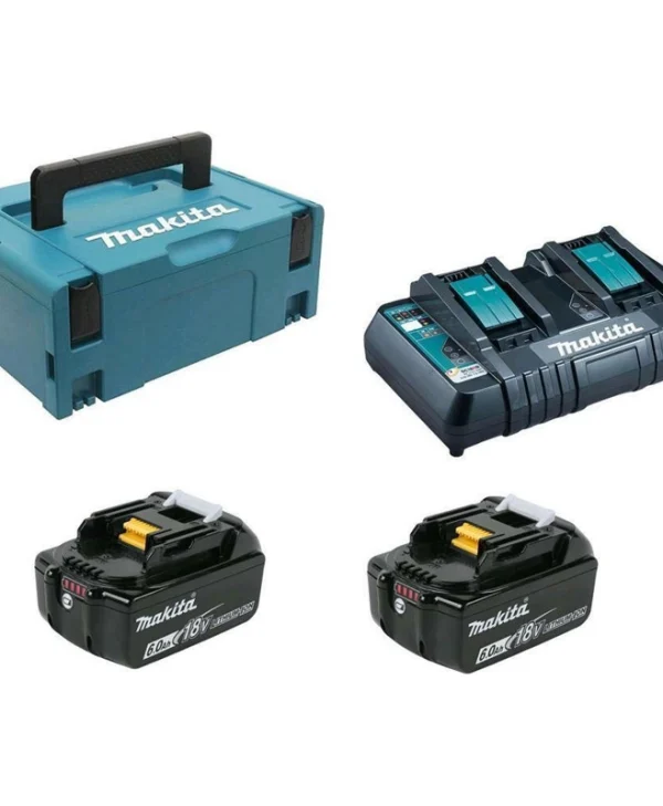 Makita Σετ 2 Μπαταριών Εργαλείου Λιθίου 18V Χωρητικότητας 6Ah με Φορτιστή DC18RD 198077-8
