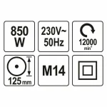 Yato Τροχός 125mm Ρεύματος 1100W με Ρύθμιση Στροφών YT-82100 - Image 3