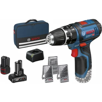 Bosch GSB 12V-15 Κρουστικό Δραπανοκατσάβιδο Μπαταρίας 12V 1x2Ah & 1x4Ah 06019B690G