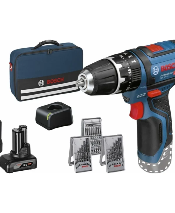 Bosch GSB 12V-15 Κρουστικό Δραπανοκατσάβιδο Μπαταρίας 12V 1x2Ah & 1x4Ah 06019B690G