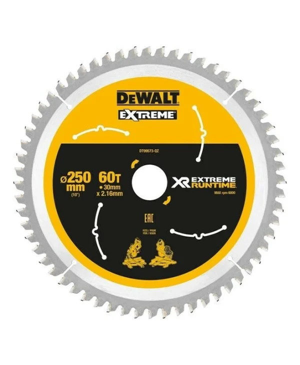 DEWALT Δίσκος Κοπής Ξύλου με 60 Δόντια 250mm DT99573-QZ