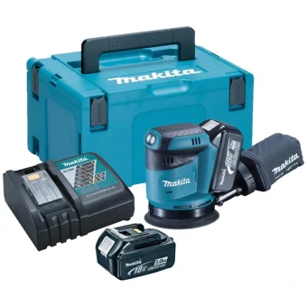 Makita Έκκεντρο Τριβείο 125mm Μπαταρίας 18V 2x5Ah με Ρύθμιση Ταχύτητας και με Σύστημα Αναρρόφησης DBO180RTJ