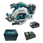 Makita Δισκοπρίονο 18V 2x5Ah με Ρύθμιση Ταχύτητας και με Σύστημα Αναρρόφησης DHS680RTJ