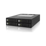 Icy Dock ToughArmor Rugged Full Metal 4 Bay 2.5 Inch SATA/SAS HDD And SDD Backplane Cage with locking Trays for External 5.25 Inch Bay Μαύρο MB994SK-1B