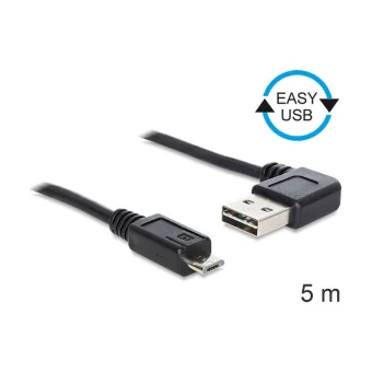 DeLock Angle (90°) USB 2.0 to micro USB Cable Μαύρο 5m (83385)