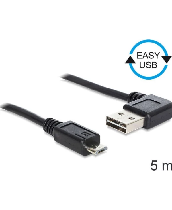 DeLock Angle (90°) USB 2.0 to micro USB Cable Μαύρο 5m (83385)