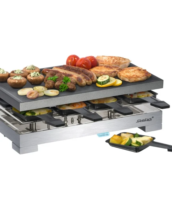 Steba Επιτραπέζια Ηλεκτρική Ψησταριά Raclette Αυλακωτής Πλάκας 1200W με Ρυθμιζόμενο Θερμοστάτη 40.5x24εκ. 636800
