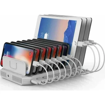 Unitek Βάση Φόρτισης με 10 Θύρες USB-A 96W Quick Charge 3.0 σε Λευκό χρώμα (Y-2190A)