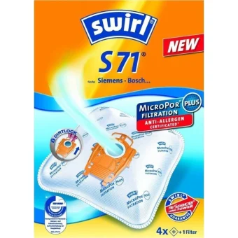 Swirl S71 Σακούλες Σκούπας 4τμχ Συμβατή με Σκούπα Bosch / Siemens 179466