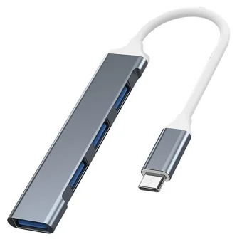 Vakoss Hub 4 Θυρών USB 2.0 με σύνδεση USB-C Ασημί TC-4125X