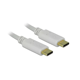 DeLock USB 2.0 Cable USB-C male - USB-C 100W PD Λευκό 0.15m 85357