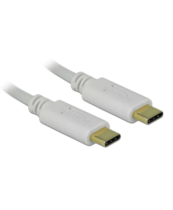 DeLock USB 2.0 Cable USB-C male - USB-C 100W PD Λευκό 0.15m 85357
