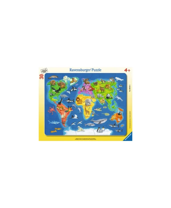 Παιδικό Puzzle Animal World Map για 4+ Ετών 30pcs Ravensburger 6641