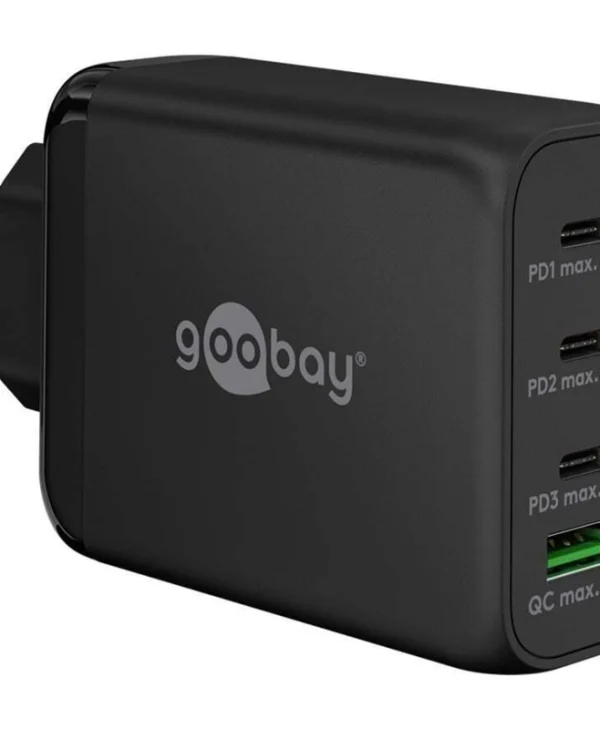 Goobay Φορτιστής Χωρίς Καλώδιο GaN με Θύρα USB-A και 3 Θύρες USB-C 100W Power Delivery / Quick Charge 3.0 Μαύρος (65555)