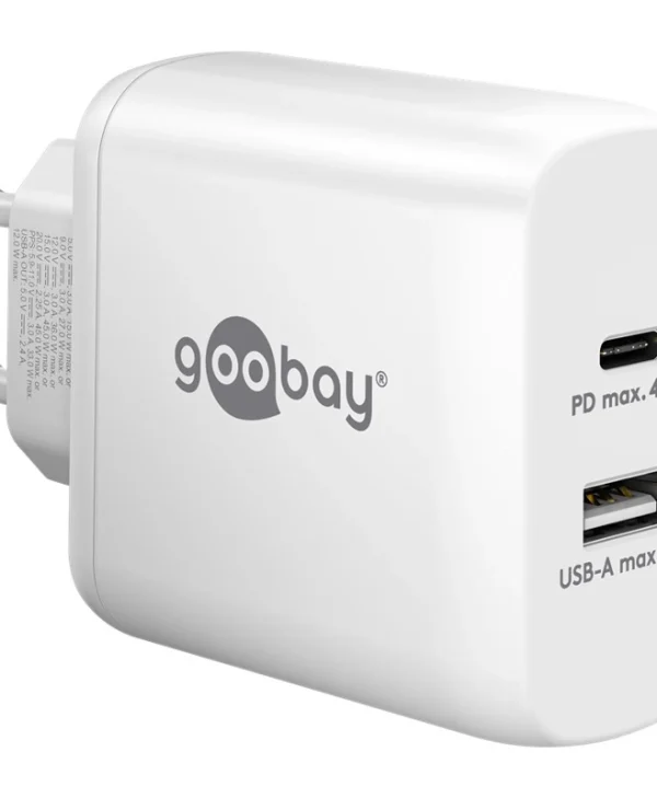 Goobay Φορτιστής Χωρίς Καλώδιο με Θύρα USB-A και Θύρα USB-C 45W Power Delivery Λευκός (65412)
