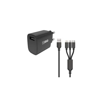 2GO Φορτιστής με Θύρα USB-A και Καλώδιο Lightning 15W Μαύρος (797257)