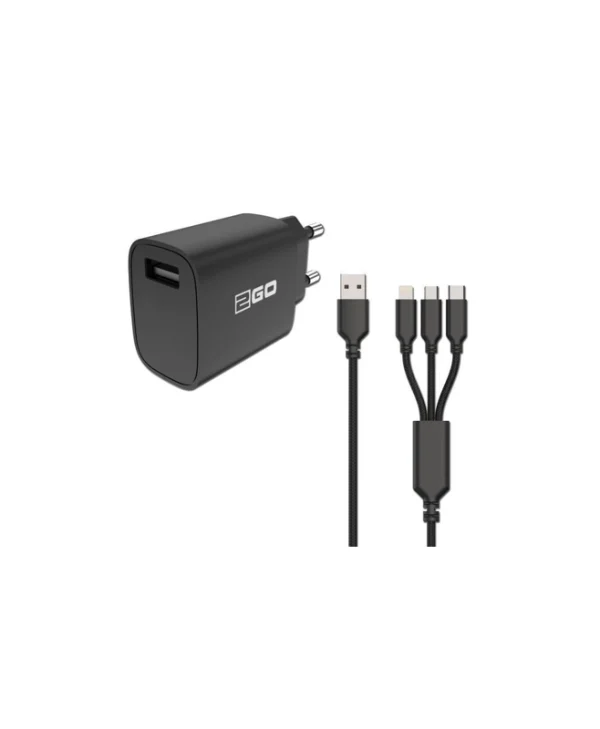 2GO Φορτιστής με Θύρα USB-A και Καλώδιο Lightning 15W Μαύρος (797257)