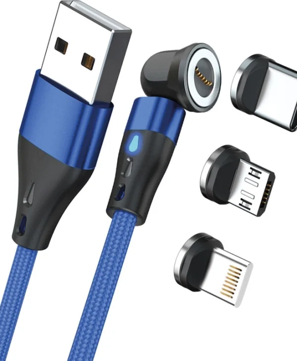 RealPower Magnetic USB to Lightning / Type-C / micro USB Cable Μπλε 2m (439646)