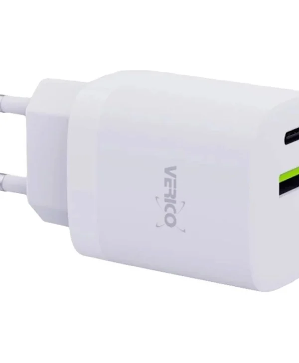 Verico Φορτιστής Χωρίς Καλώδιο GaN με Θύρα USB-A και Θύρα USB-C 30W Power Delivery Λευκός 4OJ-ACEWE1-N1