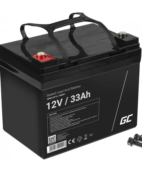 Green Cell Μπαταρία Φωτοβολταϊκών AGM Κλειστού Τύπου 12V 33Ah (AGM21)