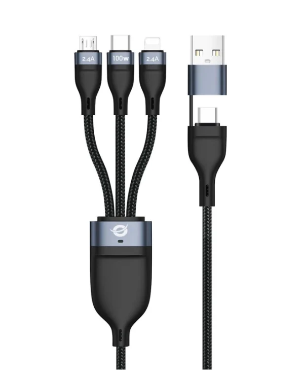 Conceptronic Braided USB to Lightning / Type-C / micro USB Cable Μαύρο 1.5m (ETTA06B15)
