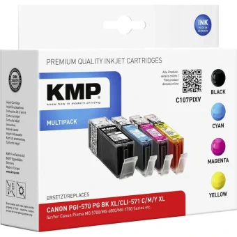 KMP C107PIXV Πακέτο Συμβατών Μελανιών Εκτυπωτή InkJet Canon PGI-570/CLI-571XL Πολλαπλό (Color) / Μαύρο 4τμχ 1567,0050