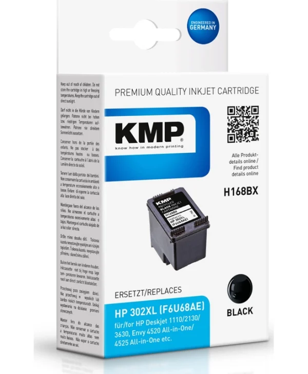 KMP Συμβατό Μελάνι Εκτυπωτή InkJet HP 302XL F6U68AE 15ml Μαύρο 1τμχ 1745,4001