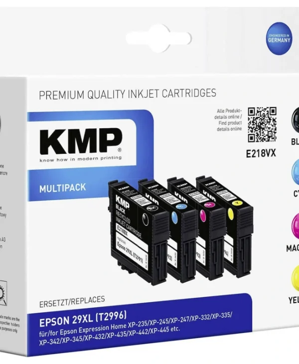 KMP E218VX Πακέτο Συμβατών Μελανιών Εκτυπωτή InkJet Epson 29XL Πολλαπλό (Color) / Μαύρο 4τμχ 1632,4050
