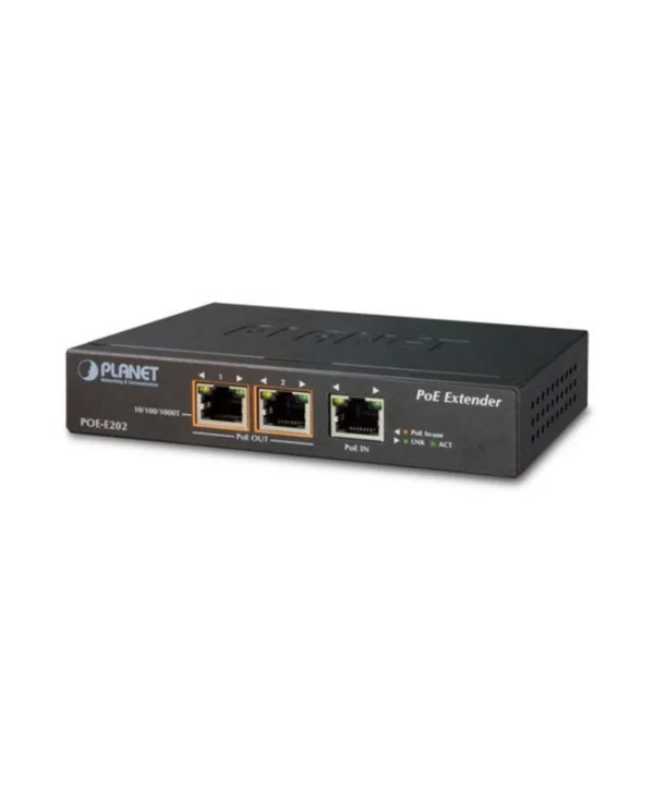 Planet Technology 1-Port 802.3at PoE+ to 2-Port 802.3af/at Gigabit PoE Extender POE-E202