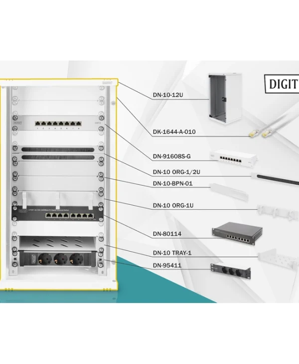 Digitus Επιδαπέδια Καμπίνα Rack 12U 34x65.9x35cm Γκρι DN-10-SET-3