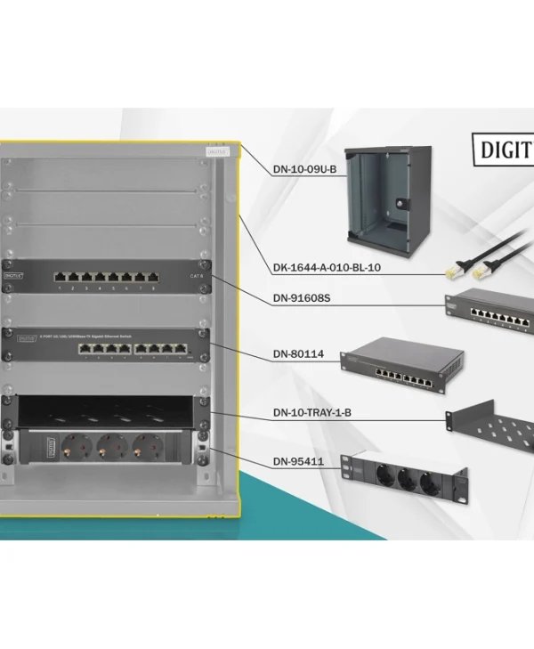 Digitus Επιτοίχια Καμπίνα Rack 9U 35x54x36cm Μαύρο DN-10-SET-2-B