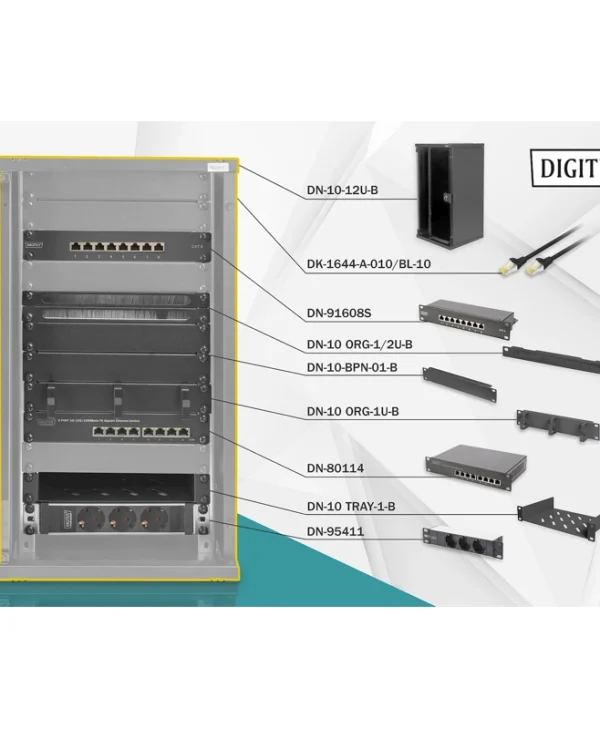 Digitus Επιτοίχια Καμπίνα Rack 12U 31.2x30x59.2cm Μαύρο DN-10-SET-3-B