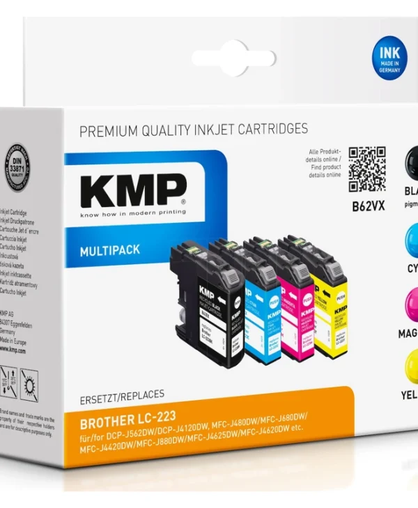 KMP Πακέτο Συμβατών Μελανιών Εκτυπωτή InkJet Brother LC-223 Πολλαπλό (Color) / Μαύρο 4τμχ 1529,4005