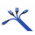 Smrter Regular USB to Lightning / Type-C / micro USB Cable 3A Μπλε 1m SMRTER_ELITE_C_NB - Image 2