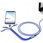 Smrter Regular USB to Lightning / Type-C / micro USB Cable 3A Μπλε 1m SMRTER_ELITE_C_NB - Image 3