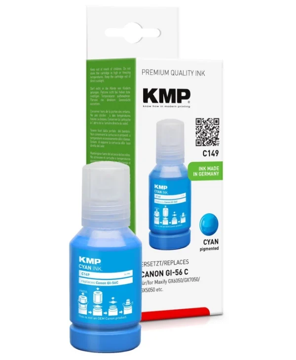 KMP Συμβατό Μελάνι Εκτυπωτή InkJet Canon GI-56 C 135ml Κυανό 1τμχ 1584,0003