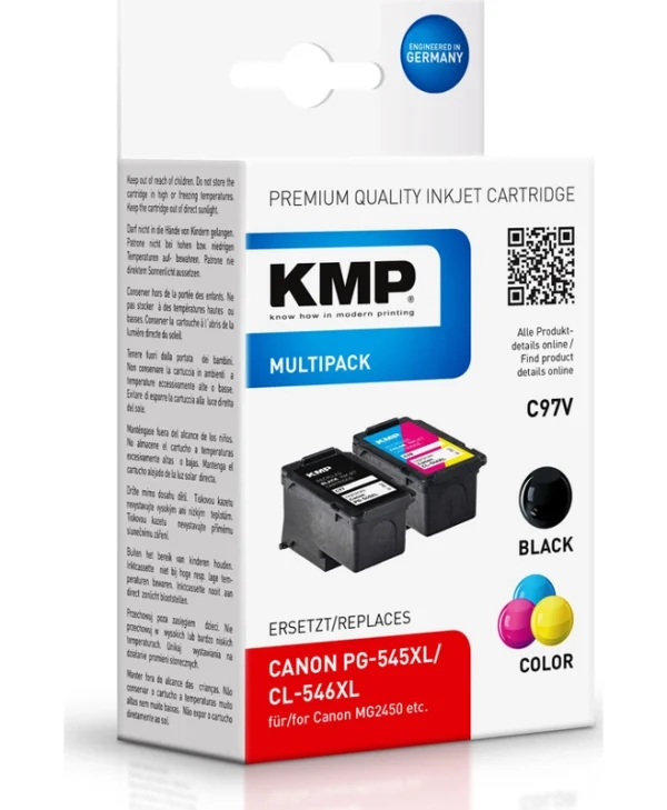 KMP C97V Πακέτο Συμβατών Μελανιών Εκτυπωτή InkJet Canon PG-545/CL-546 XL Πολλαπλό (Color) / Μαύρο 2τμχ 1562,4005