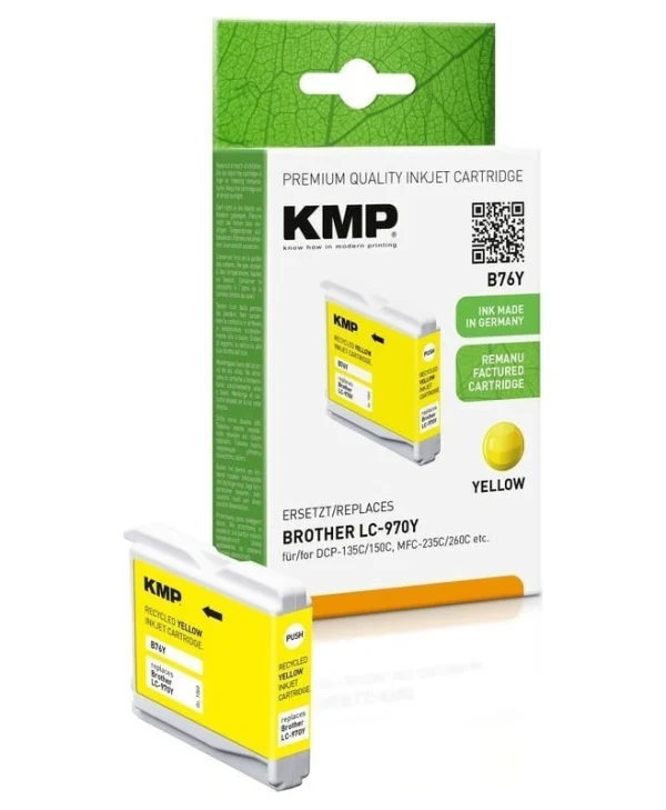 KMP Συμβατό Μελάνι Εκτυπωτή InkJet Brother LC-970Y 300 Σελίδων 10ml Κίτρινο 1τμχ 1060,4009