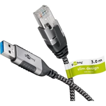 Goobay USB 3.0 Cable USB-A male - RJ45 Ασημί 3m 74396