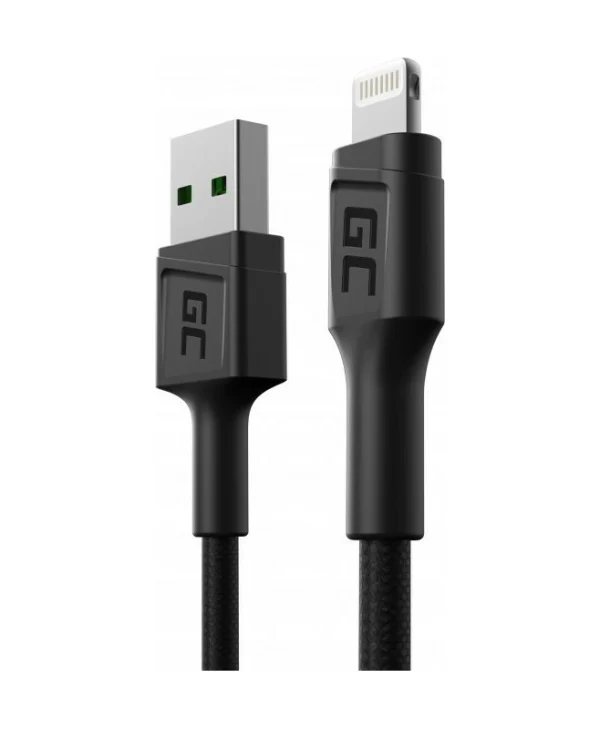 Green Cell Braided USB to Lightning Cable Μαύρο 0.3m (KABGC24)