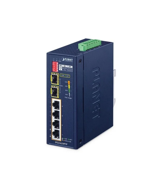 Planet Technology Unmanaged L2 PoE+ Switch με 4 Θύρες Gigabit (1Gbps) Ethernet και 2 SFP Θύρες IFGS-624PTF