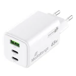 MediaRange Φορτιστής Χωρίς Καλώδιο GaN με Θύρα USB-A και 2 Θύρες USB-C 65W Power Delivery / Quick Charge 3.0 Λευκός (MRMA116-2)