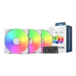 Montech Case Fan 140mm (95.61cfm) με ARGB Φωτισμό Λευκό HP140 ARGB PWM 3 in 1 Pack White - Image 2