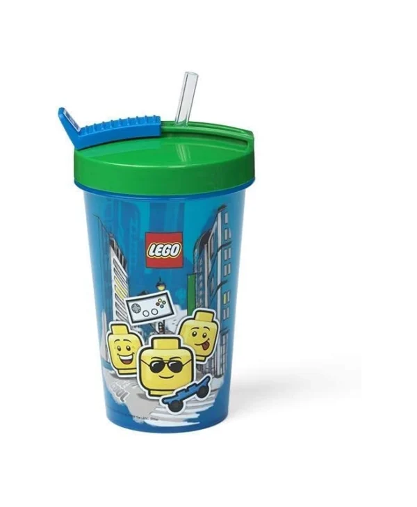 LEGO Ιconic Boy Ποτήρι Νερού από Πλαστικό με Καλαμάκι 500ml 40441724